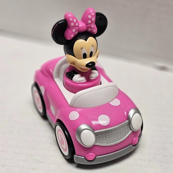 Disney Pink White Polka Dot Minnie Mouse Car Toy Push Go Racer - Picture 1 of 7